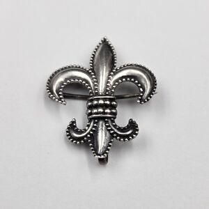 Antique Sterling Silver Fleur De Lis Watch Brooch Pin